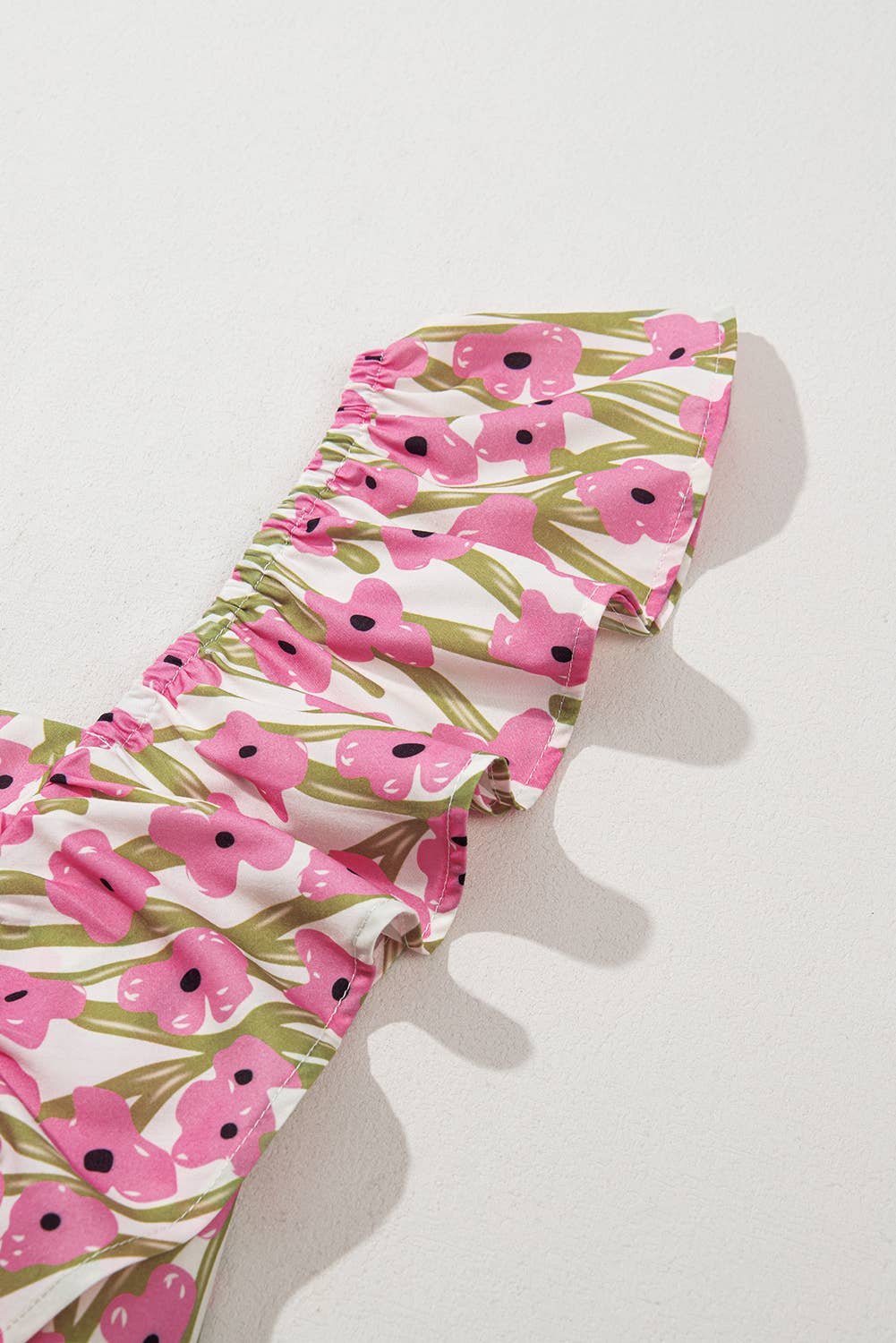 FINAL SALE -  Ruffle Trim Square Neck High Waist Floral  (P-RSND11)