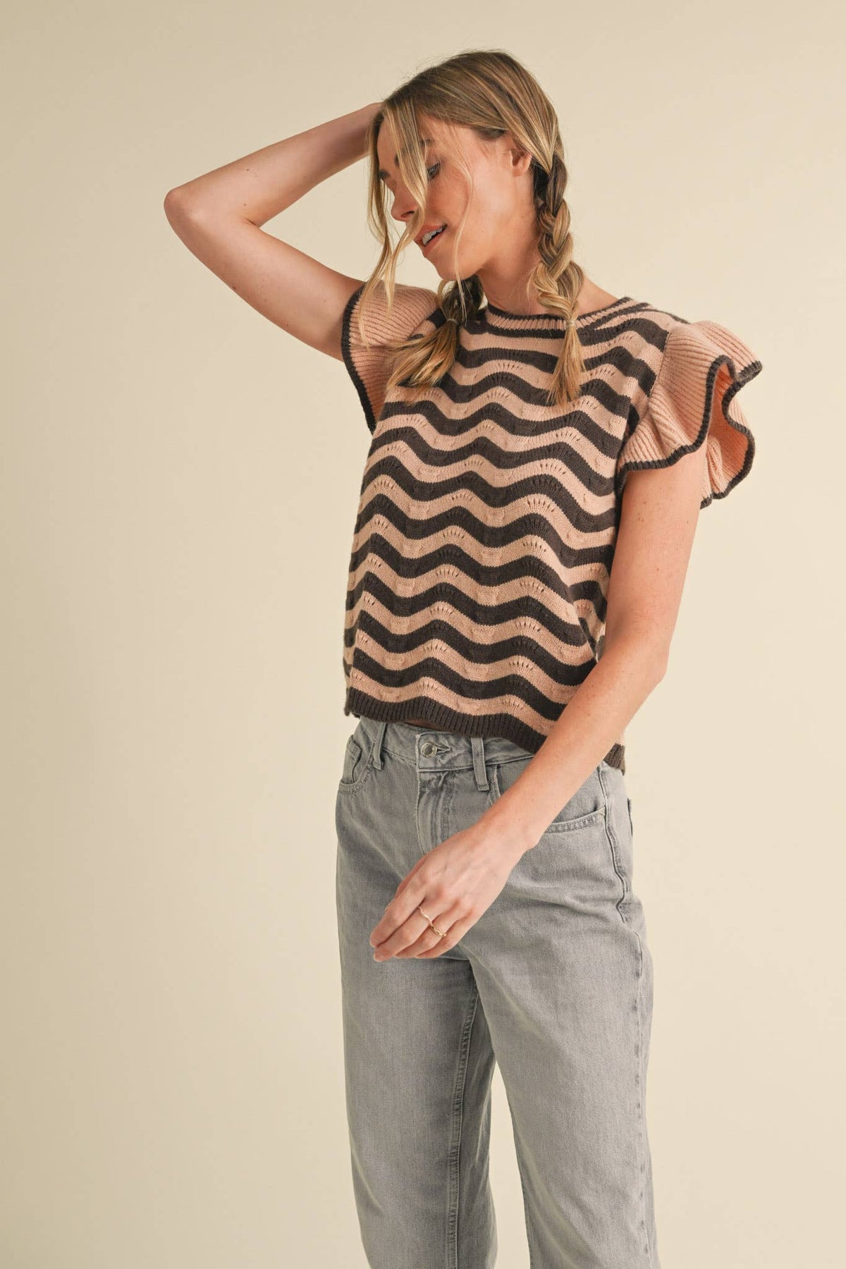 (M Tops) Flutter Sleeve Sweater (WF-21)