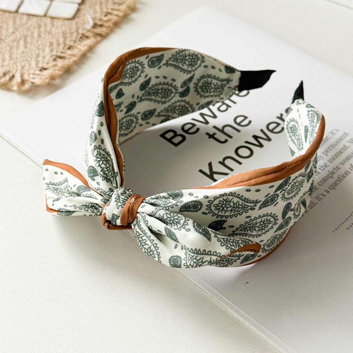 (Accessories) Paisley Satin Wide Headband with Knot - (A-PH)