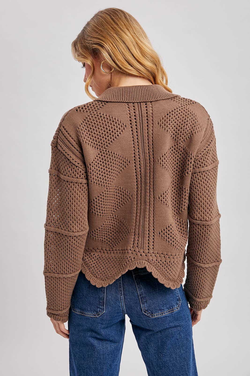 (M Tops) Scalloped Crochet Cardigan (M-C50)