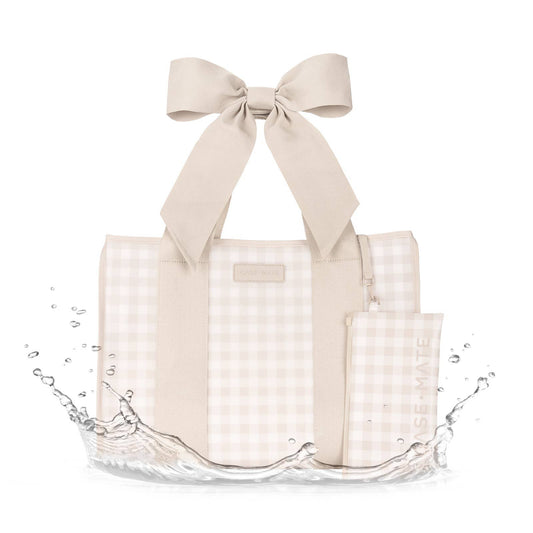 (Accessories- Bags) Case-Mate Latte Gingham Bow Jelly Tote Bag (A-GB33)