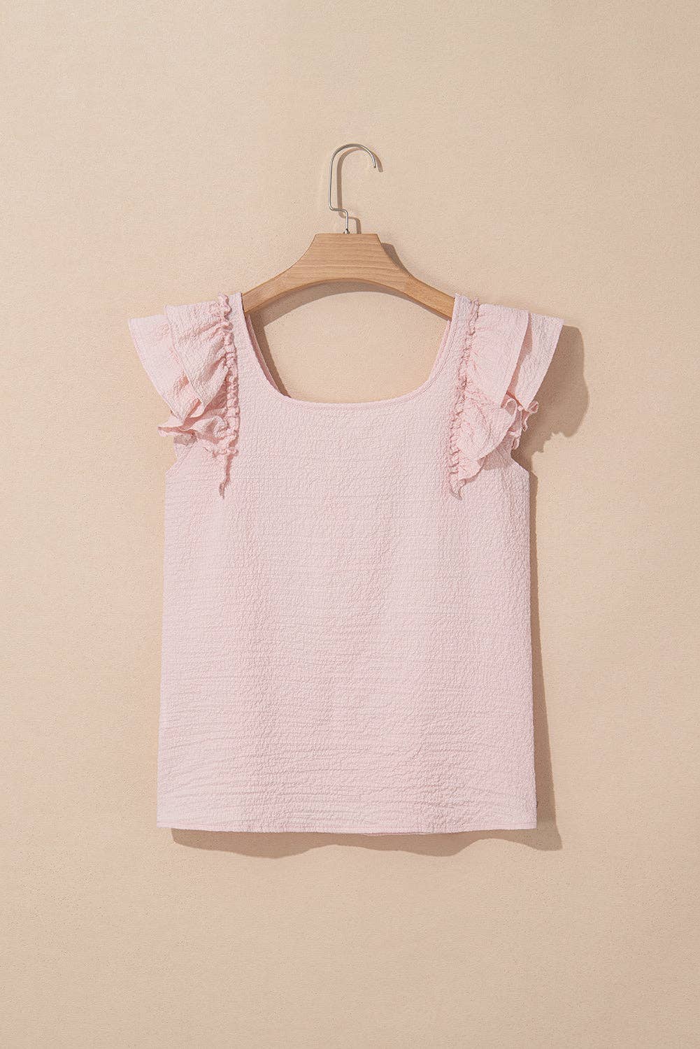 (M Tops) Bow Butterfly Sleeve Textured Summer Blouse  (M-BBSB01)