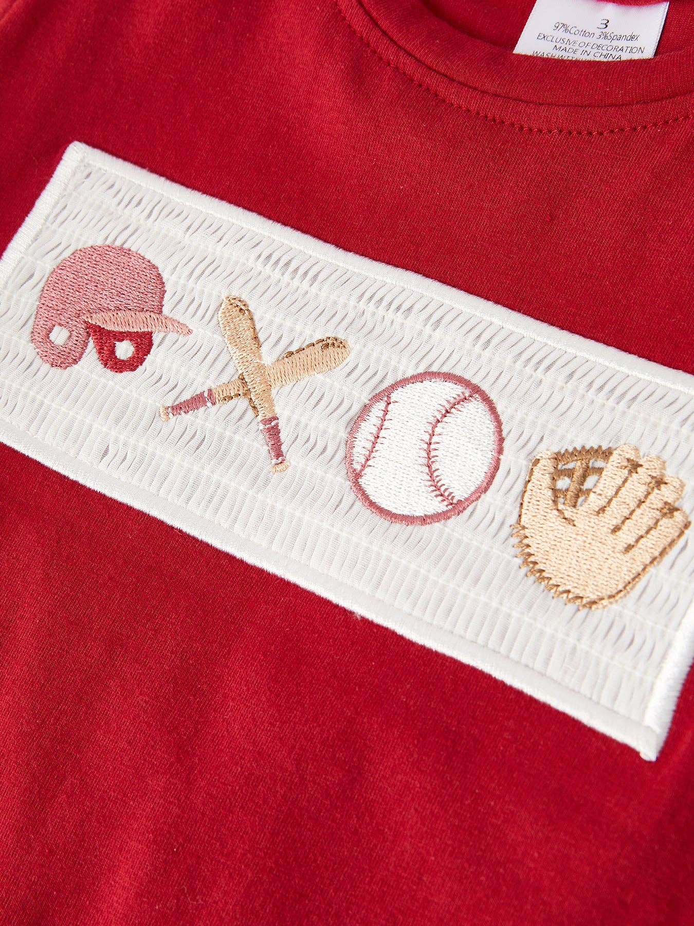 (Toddlers) Baseball Boys Smocking Embroidered Plaid Set - (K-BS16)