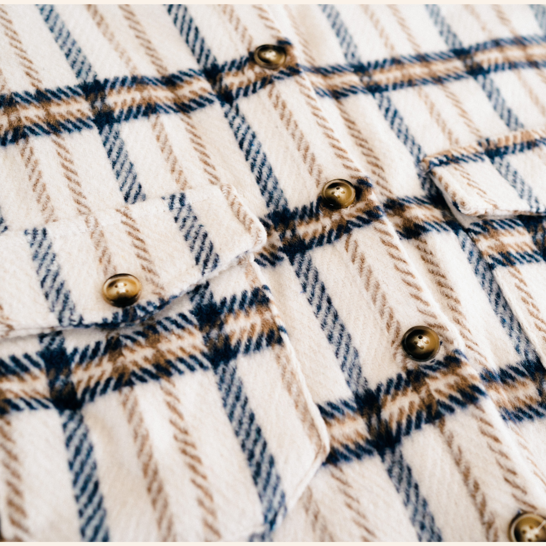 (Boys) Cream & Navy Plaid Flannel (B-CF48)