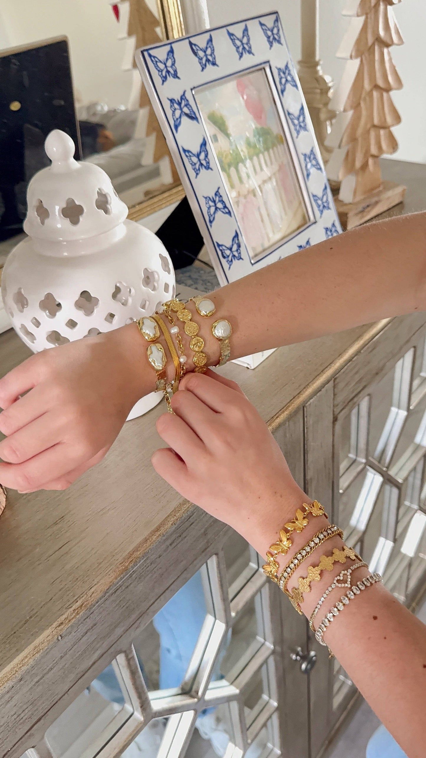 (Jewelry) Milan Freshwater Pearl Bangle (A-LM46)