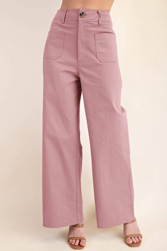 (M Pants) High Waist Wide Leg Pocket Pants (M-PLP02)