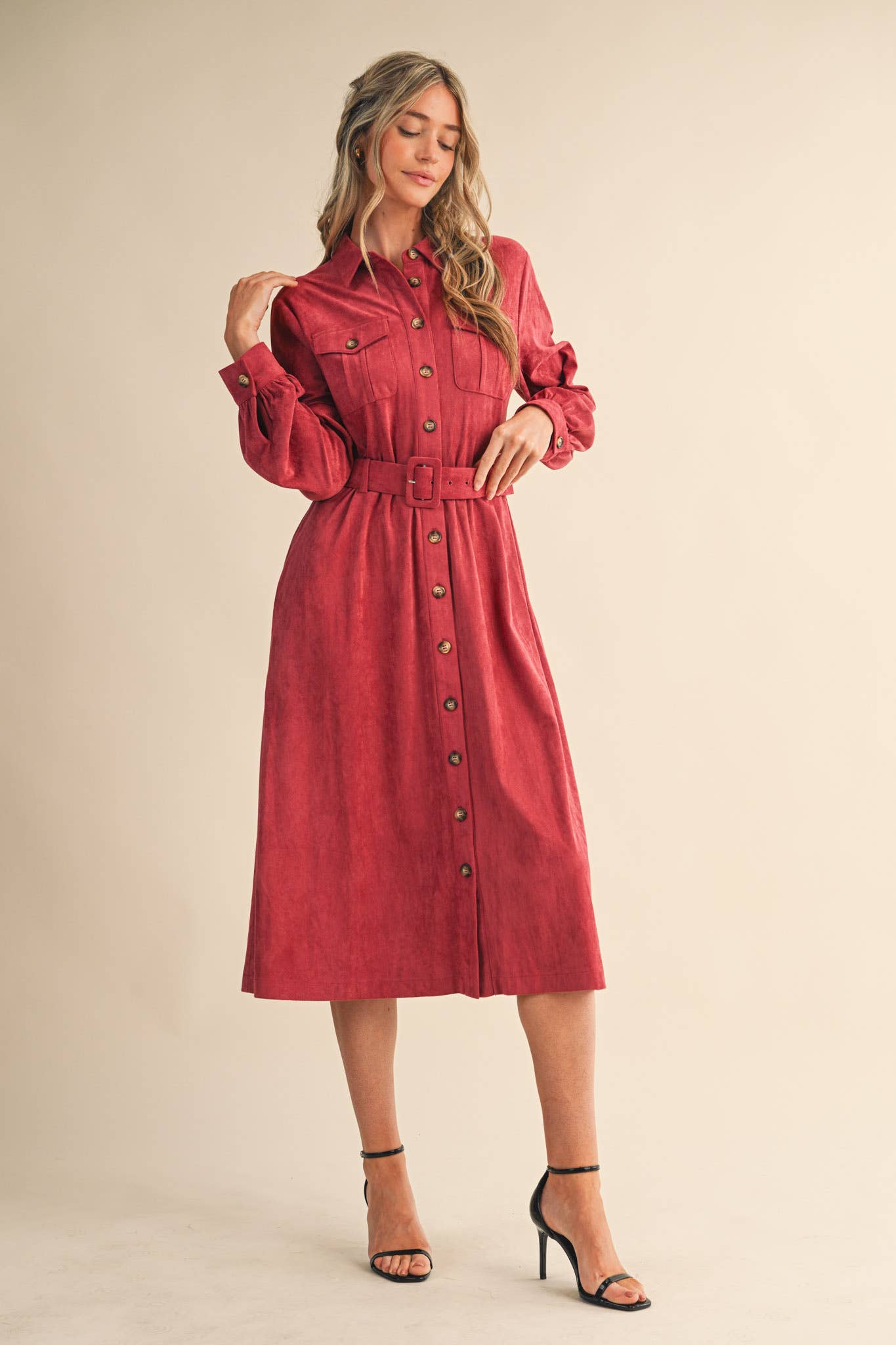 (Misses) SUEDE SHIRT DRESS #M-SSD21