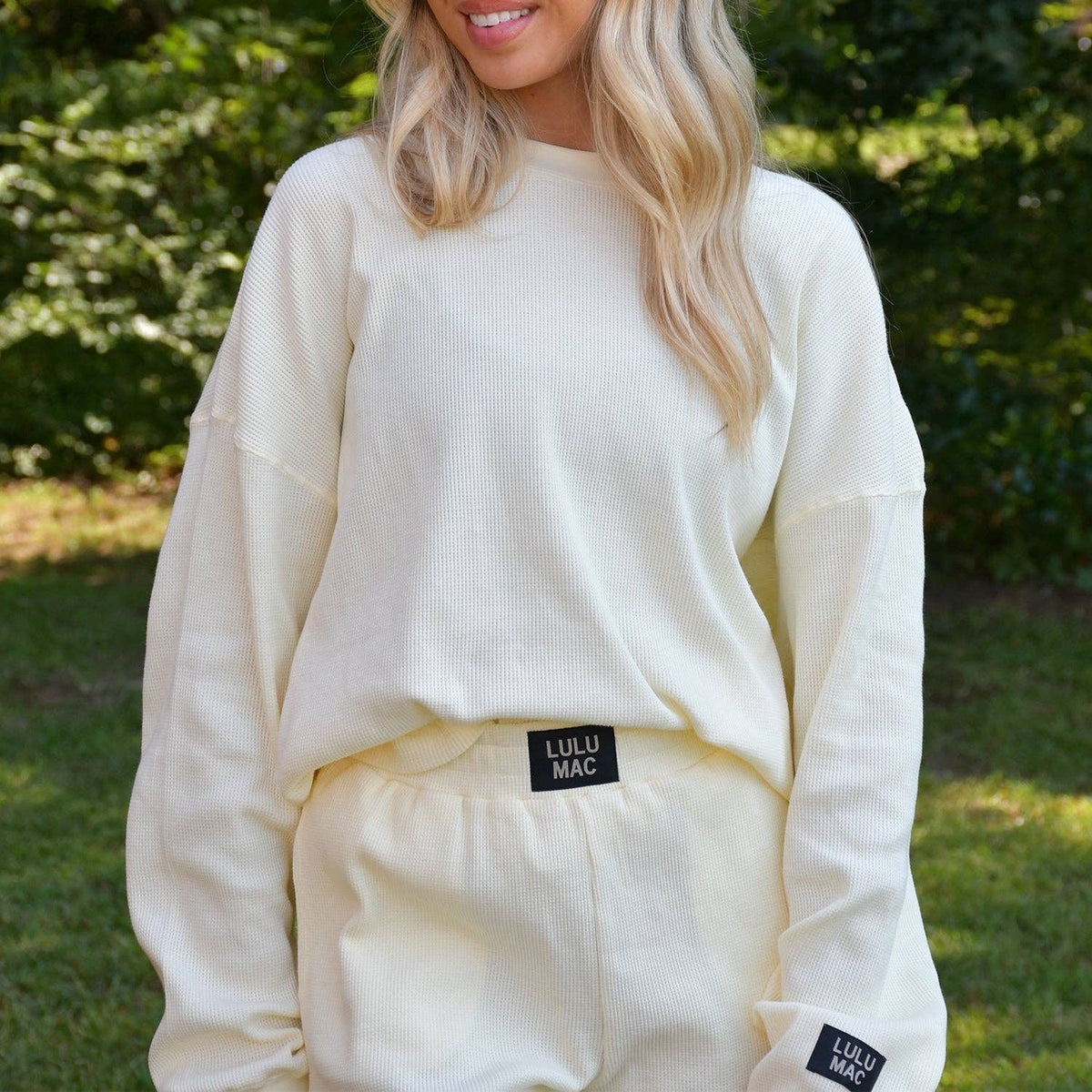 LULU MAC WAFFLE LONGSLEEVE TOP-BUTTER