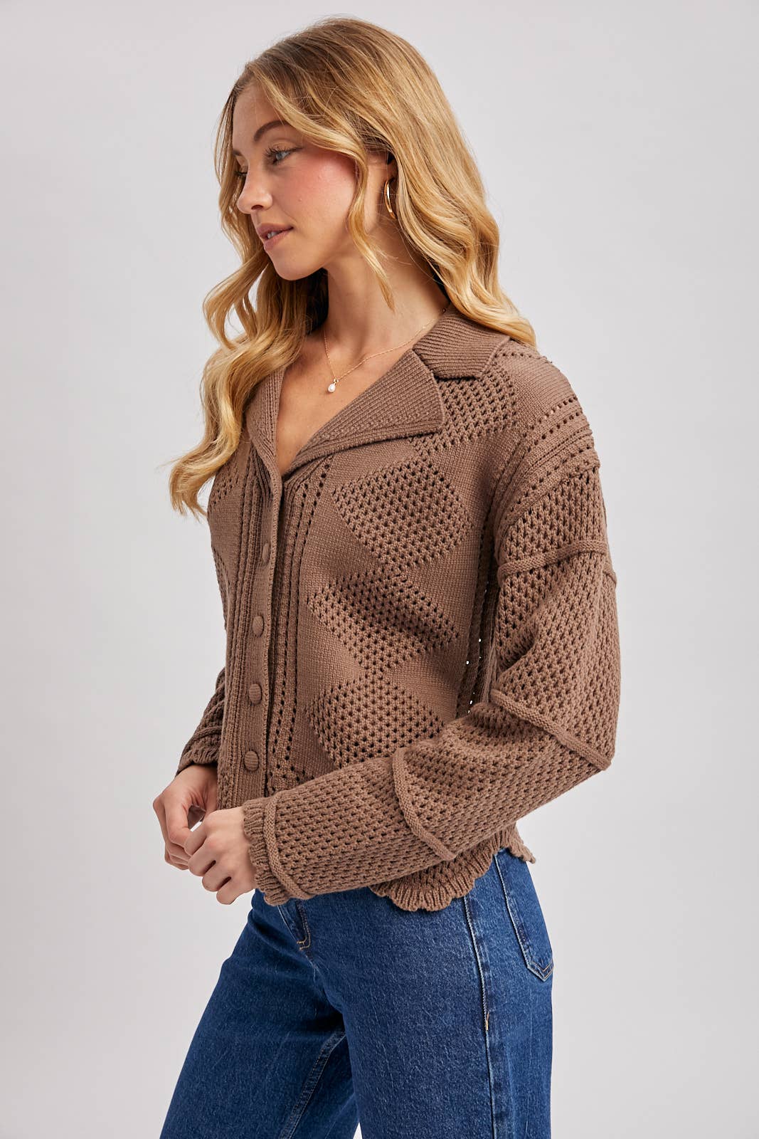 (M Tops) Scalloped Crochet Cardigan (M-C50)
