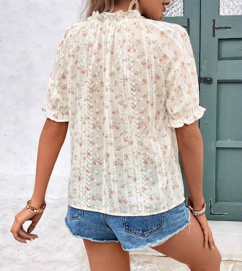 (M Tops) Ruffle Floral Blouse (M-RF30)