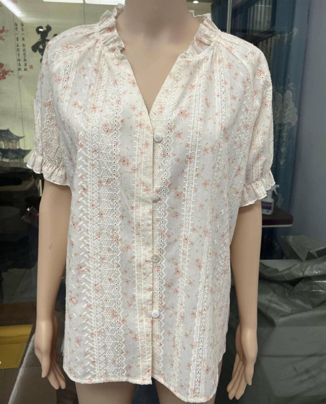 (M Tops) Ruffle Floral Blouse (M-RF30)