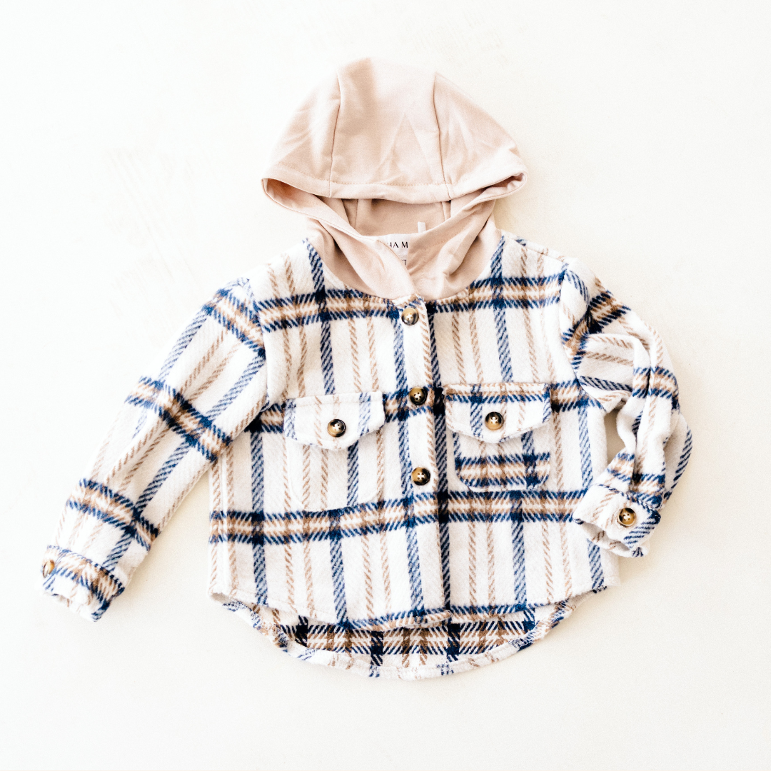 (Boys) Cream & Navy Plaid Flannel (B-CF48)