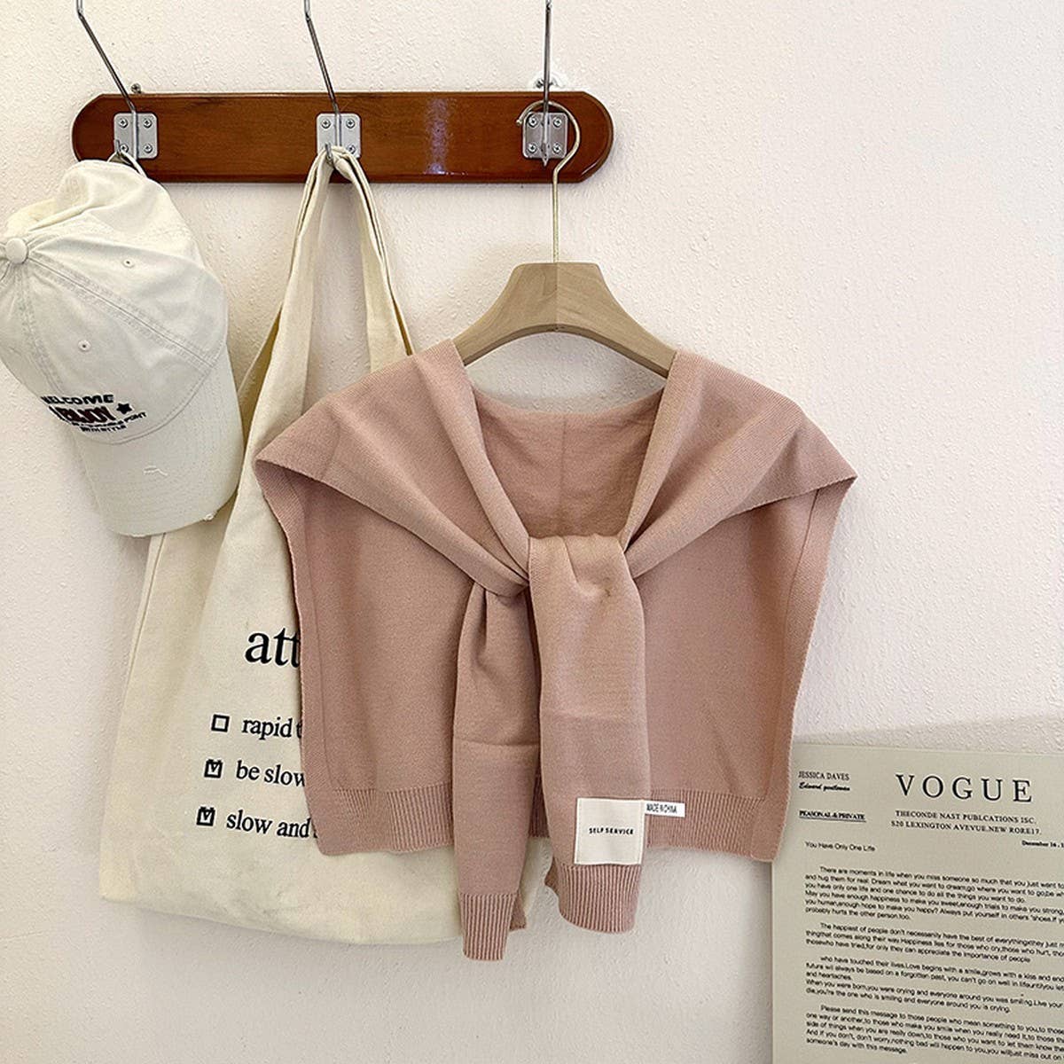 (M Tops) Solid Color Knitted Knotted Shawl–Casual & Cozy (A-KKS)