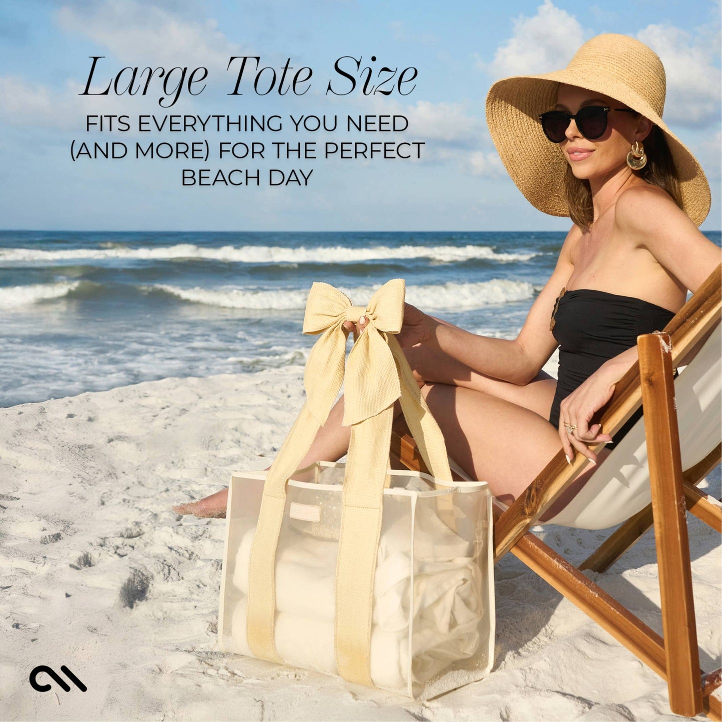 (Accessories-Bag) Case-Mate Ecru Raffia Bow Jelly Tote Bag (A-RB33)