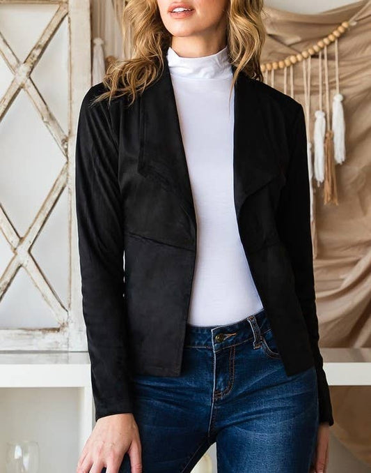 (M Tops) Faux Suede Over Hip Length Jacket #M-SJ10