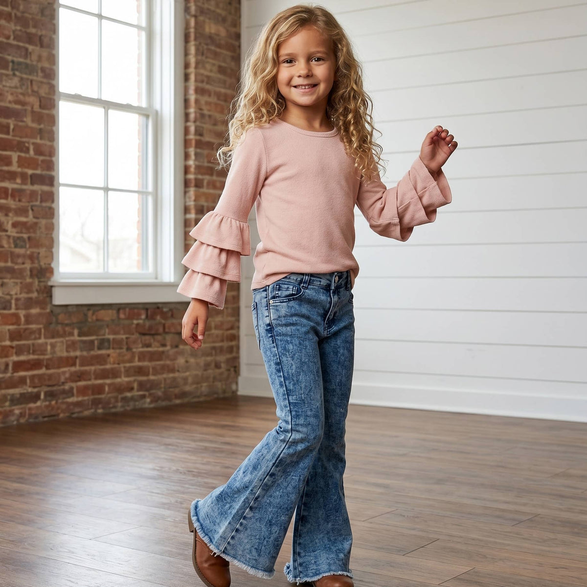 Kids Faded Flare Denim Jean
