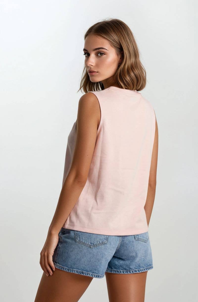 (M Tops) BUTTERY SOFT BRUSHED MODAL SLEEVELESS SWING TOP (M-BT41)
