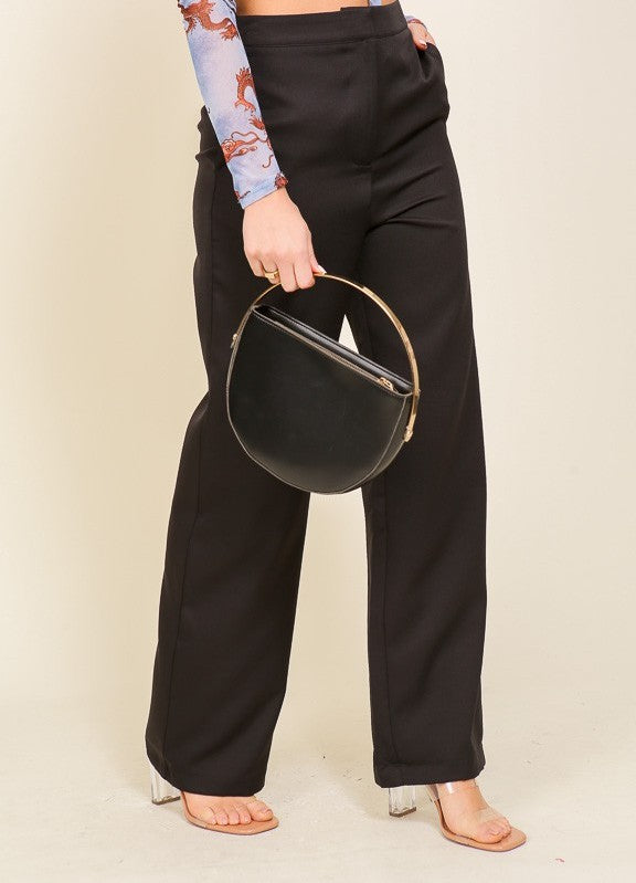 (Misses) High Leg Slacks Waisted Wide #M-BWS23