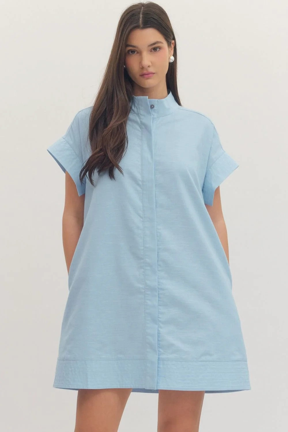 (M Dresses) Chambray Linen Collared Dress (M-CD20)
