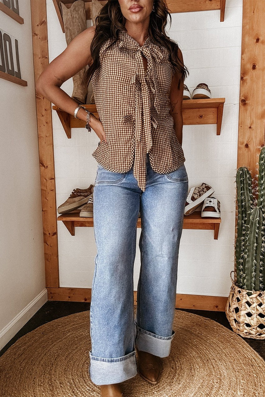 (Misses) - Washed Stretch Straight Leg Jeans #M-SLJ25