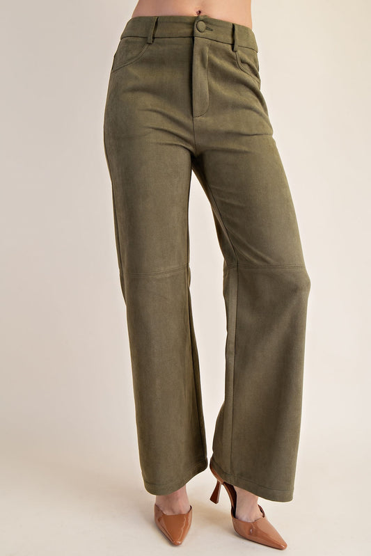 (M Pants) - Olive Suede Pants - (M-OSP02)