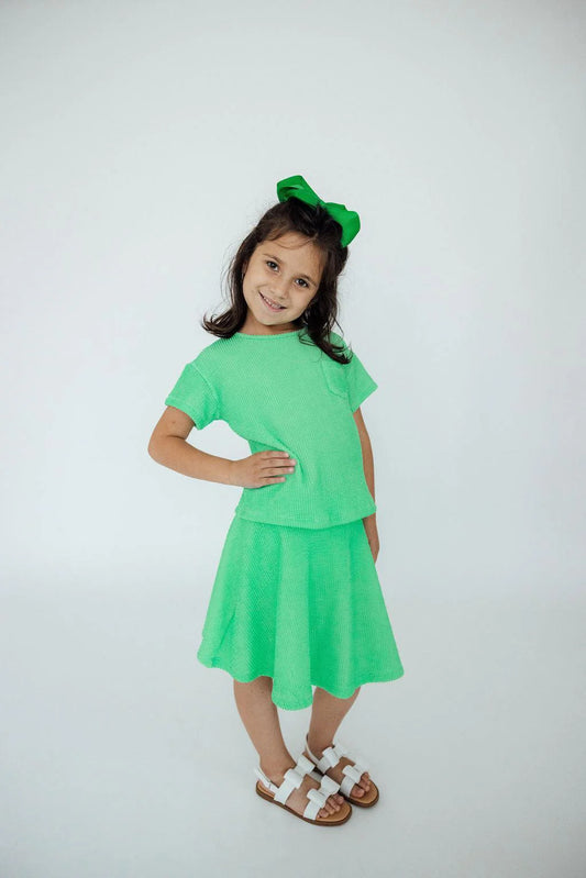 FINAL SALE -  Scrunchy Pocket Tee & Skort Set (K-STS12) Seafoam Green