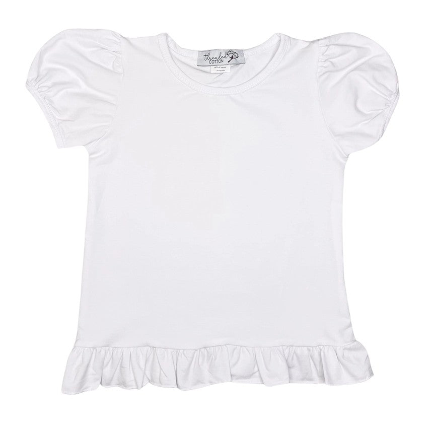 (Girls) Ruffle Sleeve White Top (WT37)