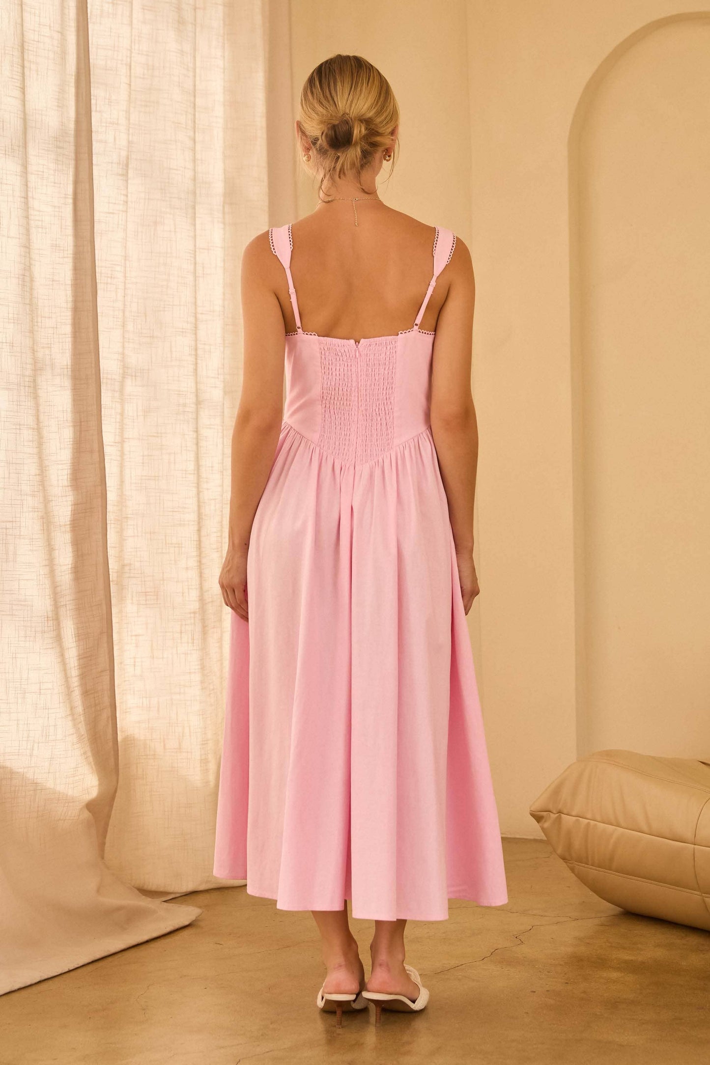 (M Dresses) Square Neck Princess-Waist Midi Dress (M-PW39)