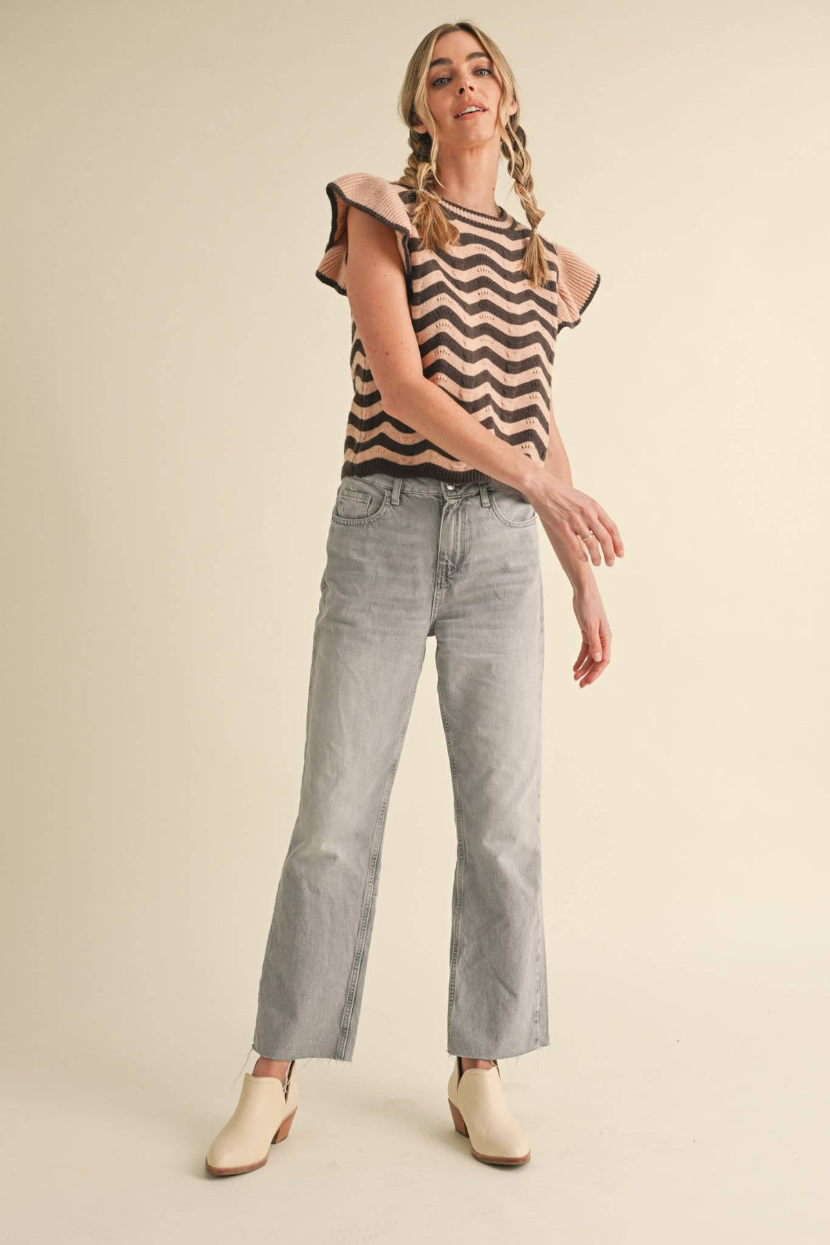 (M Tops) Flutter Sleeve Sweater (WF-21)