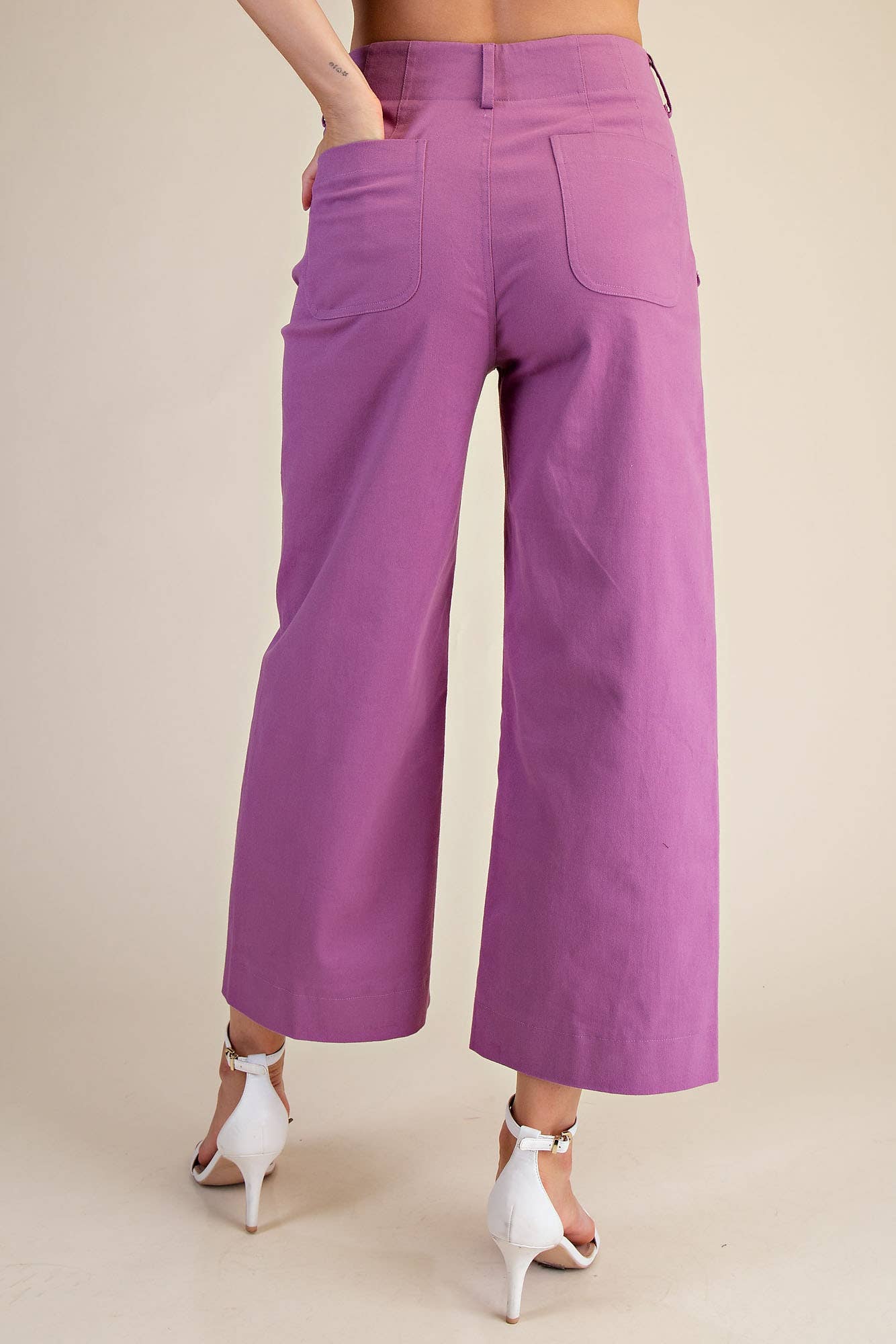 (M Pants) Colette Cropped Wide-Leg Scallop Pocket Detail Pants (M-LSJ02)