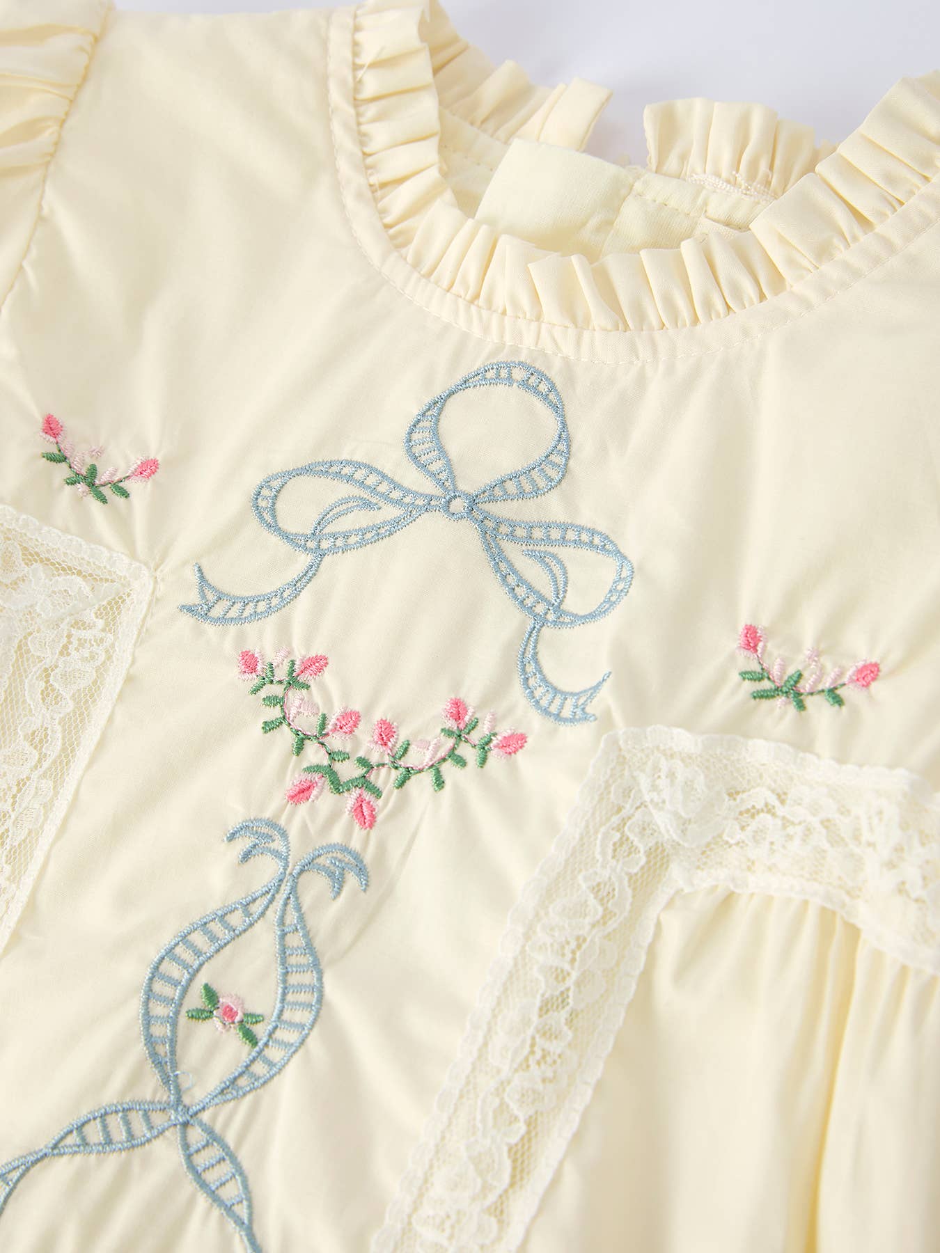 (K) Embroidered Lace Girls' Short-sleeved Dress (K-ELD16)