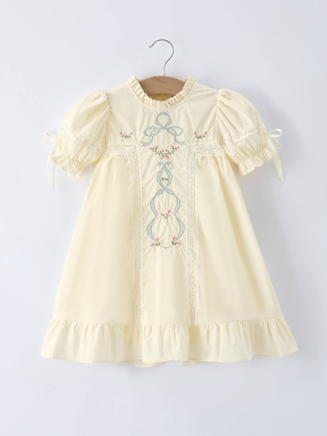 (K) Embroidered Lace Girls' Short-sleeved Dress (K-ELD16)