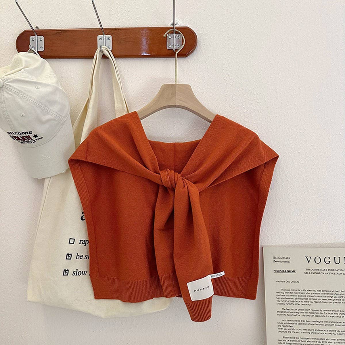 (M Tops) Solid Color Knitted Knotted Shawl–Casual & Cozy (A-KKS)
