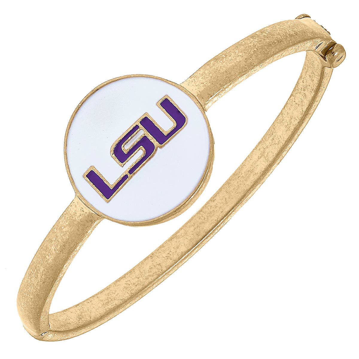(Accessories) LSU Tigers Enamel Statement Hinge Bangle - A-LSUHB