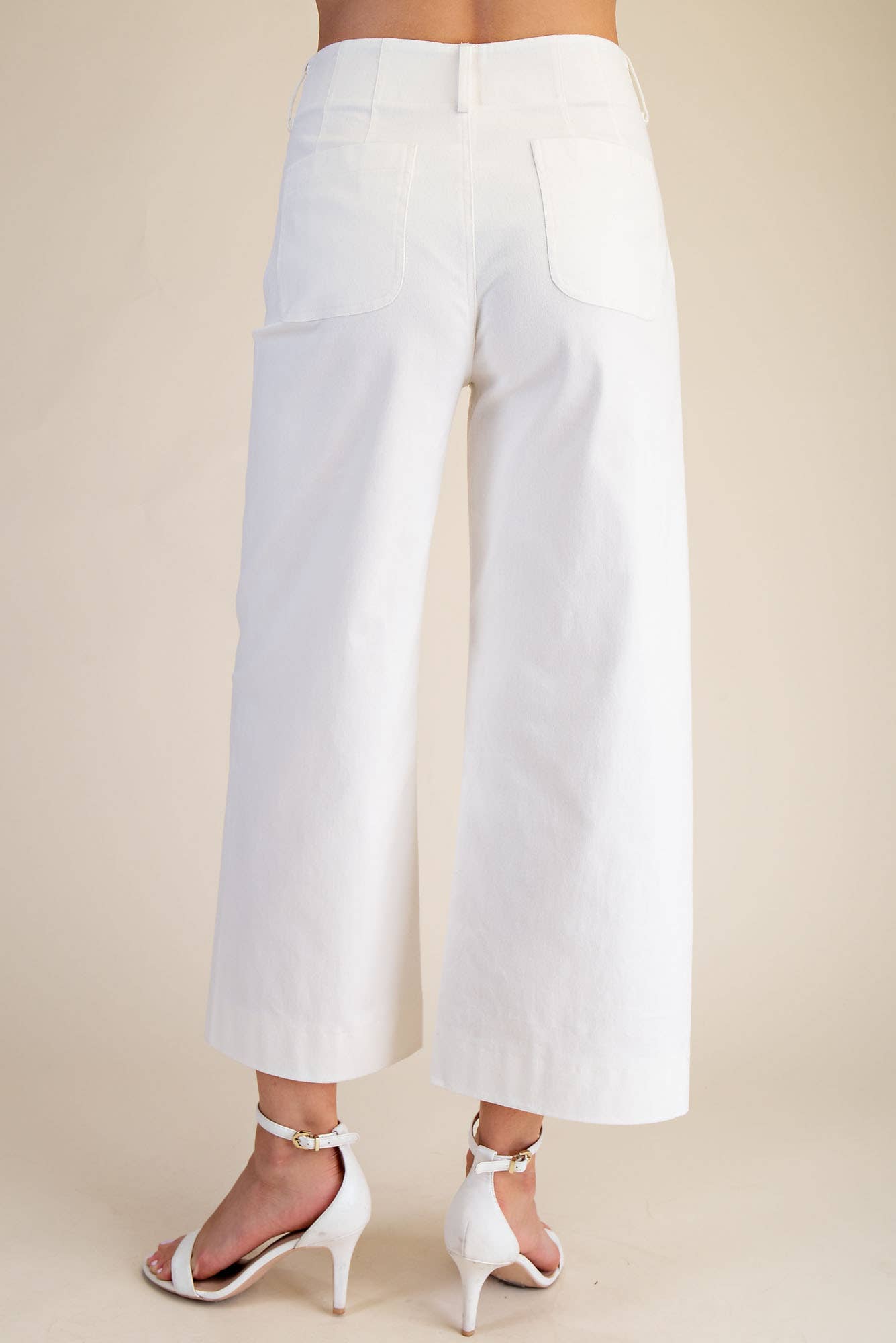(M Pants) Colette Cropped Wide-Leg Scallop Pocket Detail Pants (M-WSJ02)