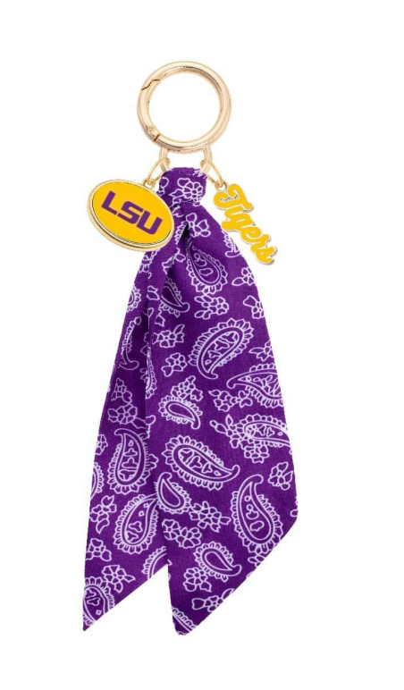 (Accessories) LSU Tigers Logo Bandana Bag Charm - A-LSUB