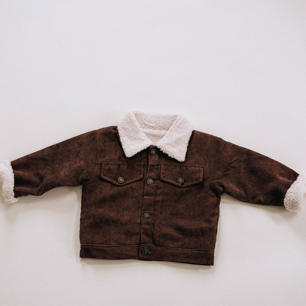 (Boys) Sherpa Collar Coffee Brown Corduroy Jacket-Child (B-SJ48)