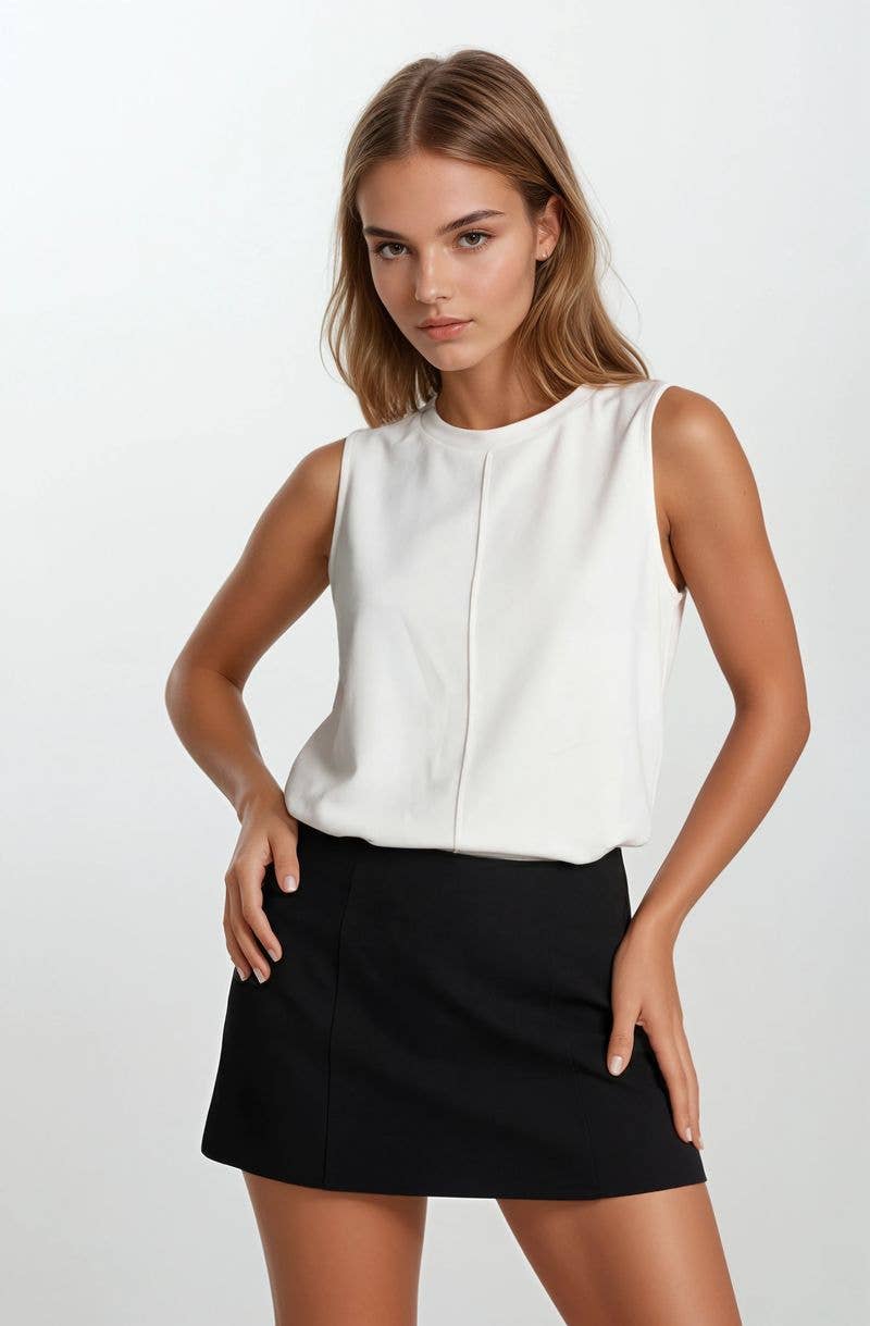 (M Tops) BUTTERY SOFT BRUSHED MODAL SLEEVELESS SWING TOP (M-BT41)