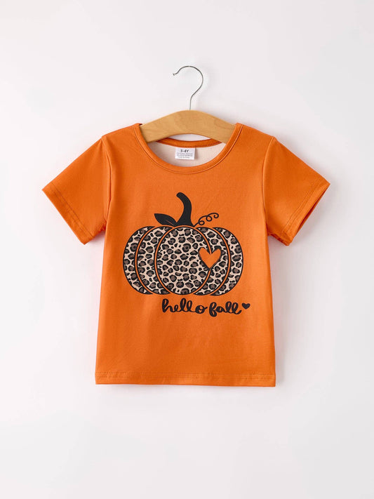 (Toddlers) Fall Thanksgiving/Halloween  Leopard T-Shirt #K-THLS