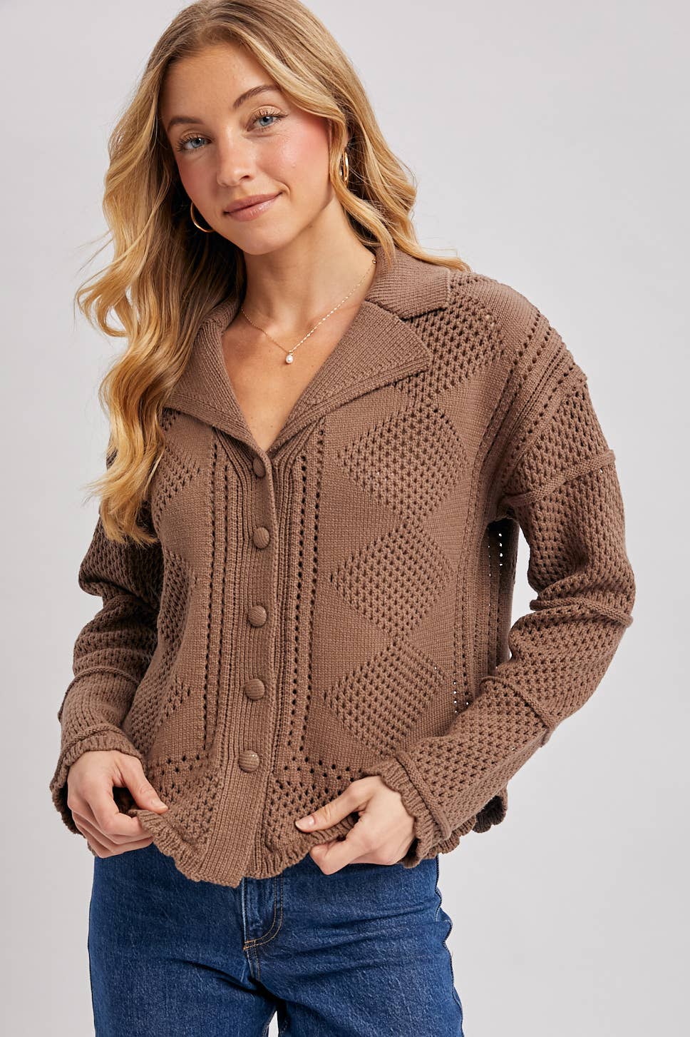 (M Tops) Scalloped Crochet Cardigan (M-C50)