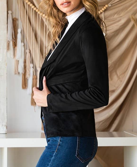 (M Tops) Faux Suede Over Hip Length Jacket #M-SJ10