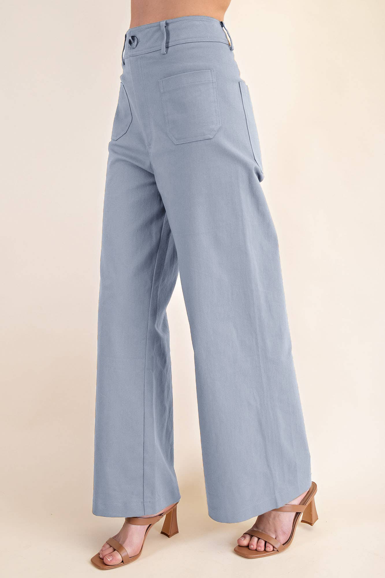 (M Pants) High Waist Wide Leg Pocket Pants  (M-BPL02)