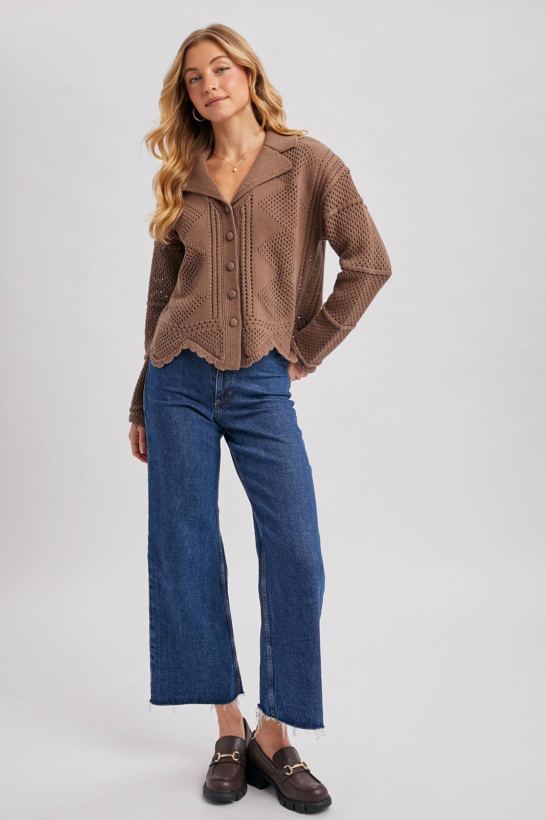 (M Tops) Scalloped Crochet Cardigan (M-C50)