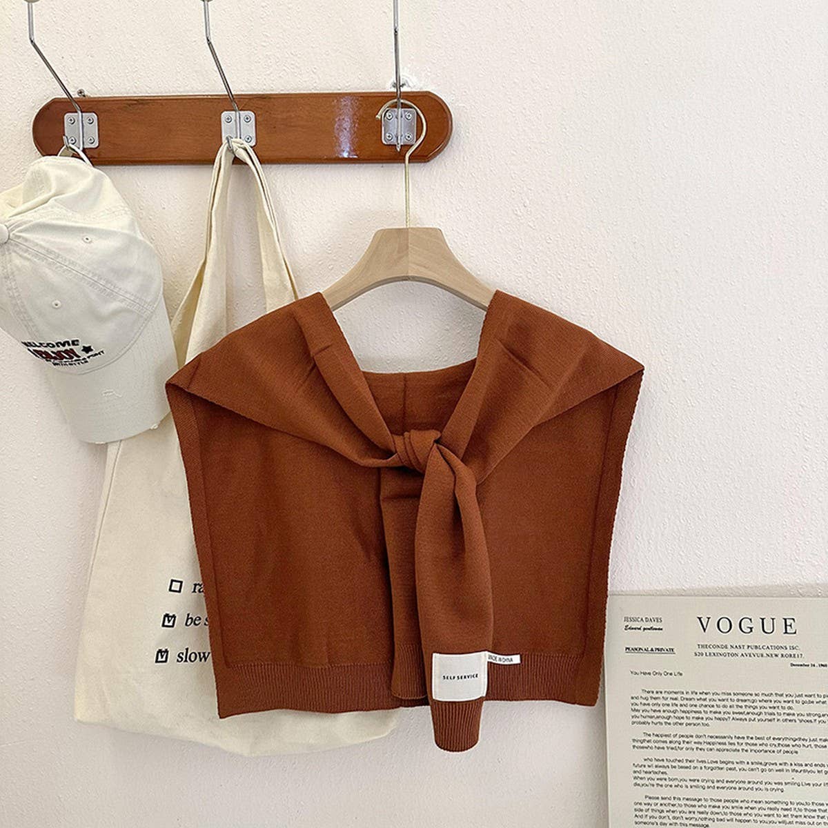 (M Tops) Solid Color Knitted Knotted Shawl–Casual & Cozy (A-KKS)