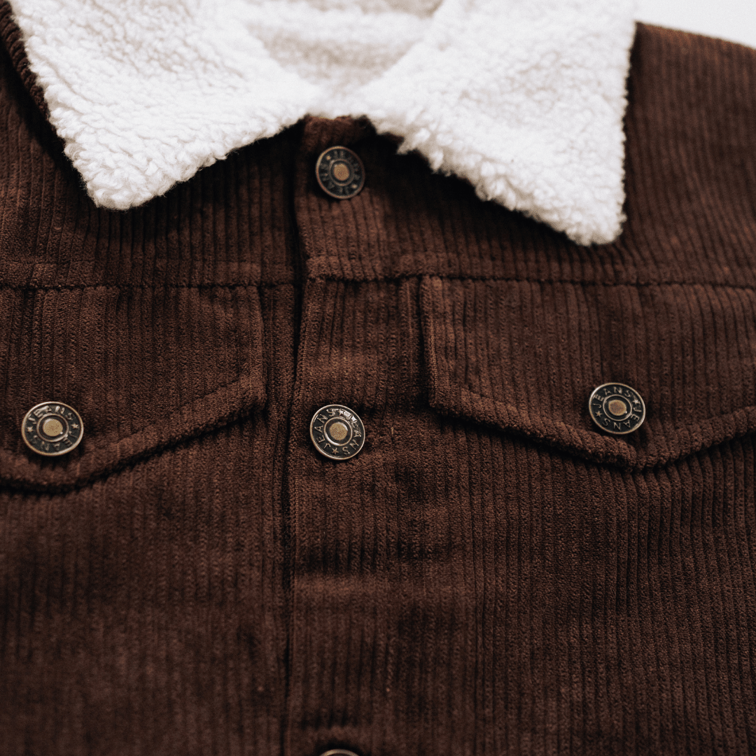 (Boys) Sherpa Collar Coffee Brown Corduroy Jacket-Child (B-SJ48)
