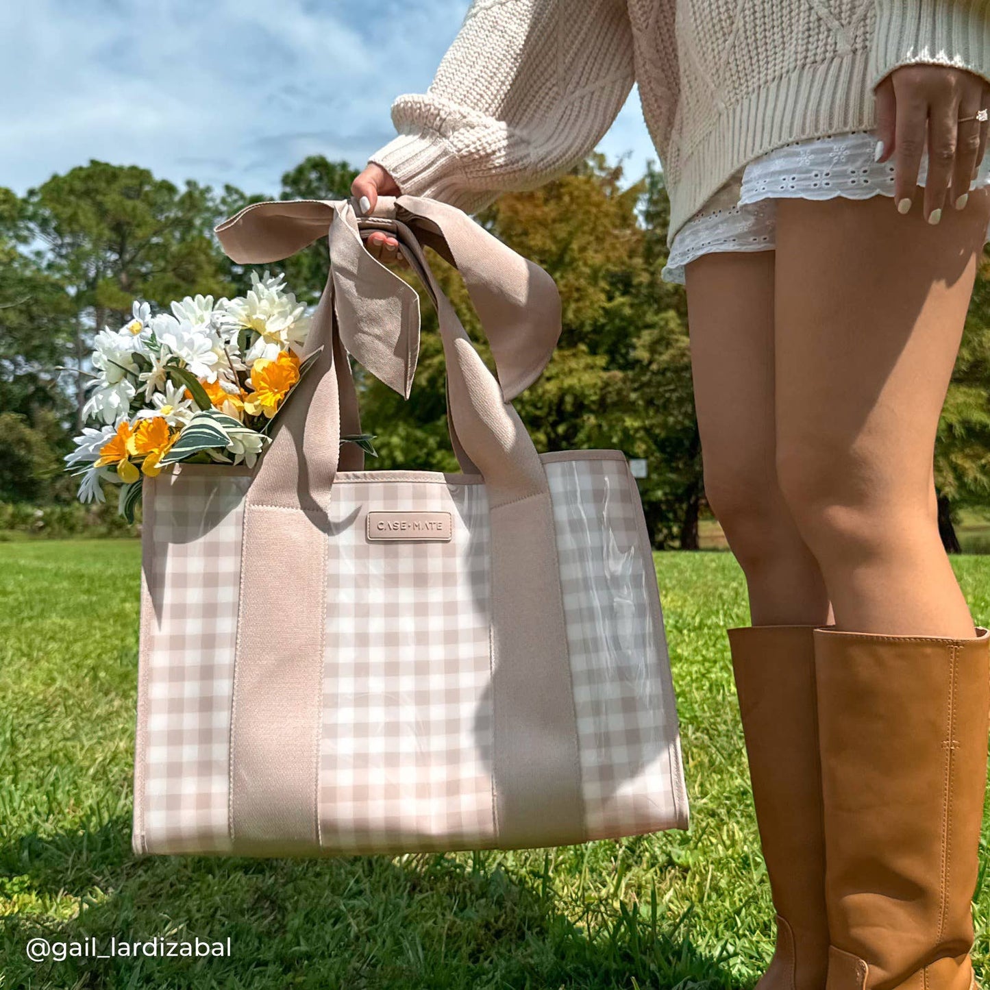 (Bags) Case-Mate Latte Gingham Bow Jelly Tote Bag (A-GB33)