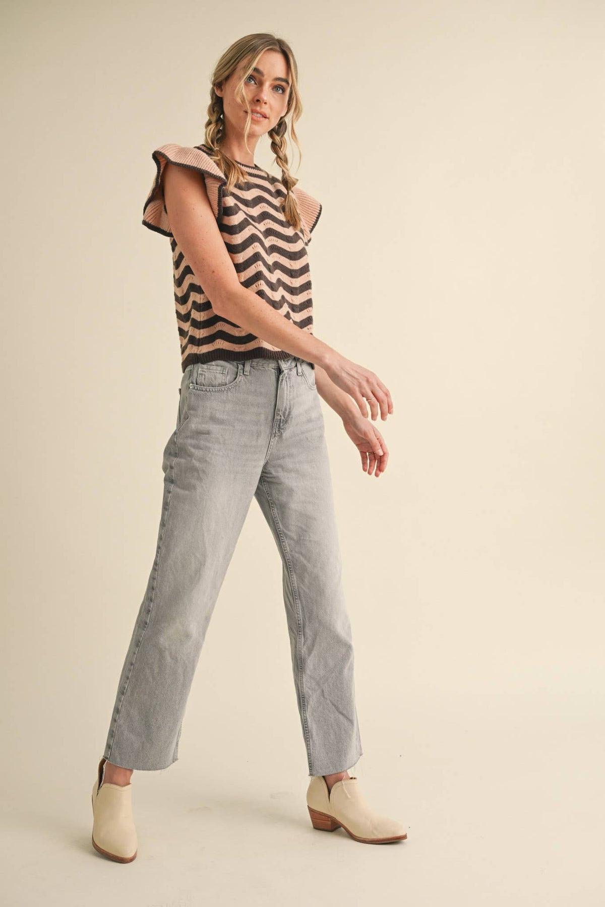 (M Tops) Flutter Sleeve Sweater (WF-21)