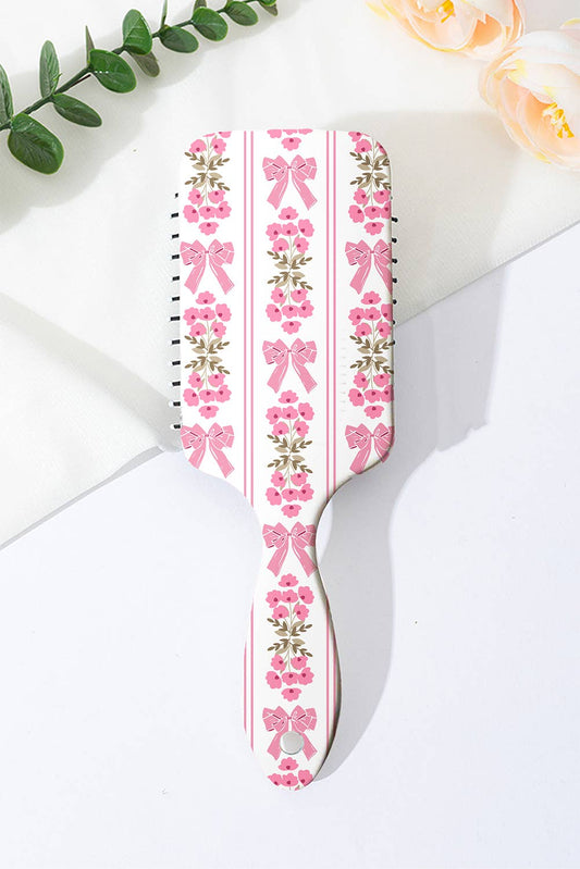 (Accessories)  Floral Bow Print Long Handle Air Cushion Comb (A-PFB9)