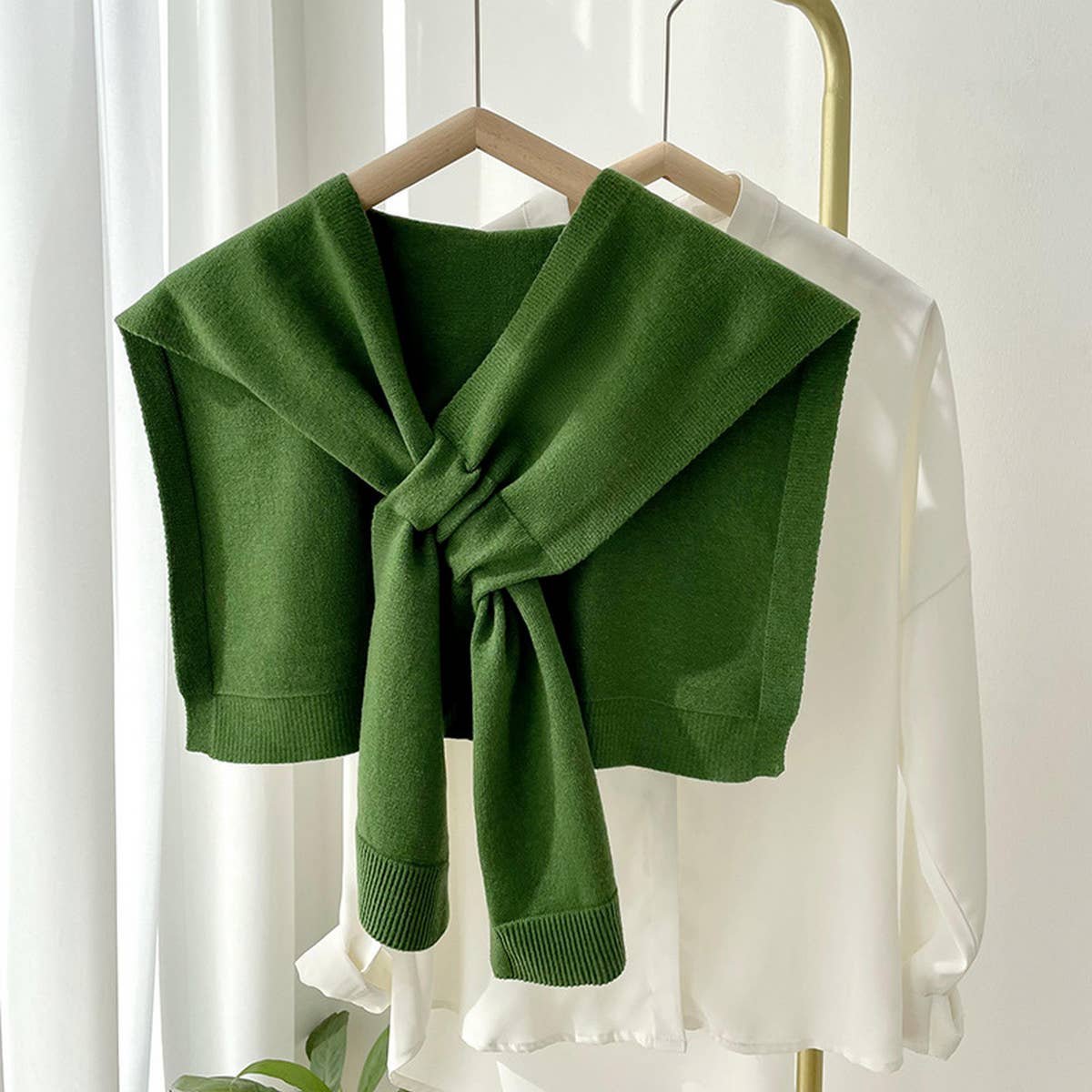 (M Tops) Solid Color Knitted Knotted Shawl–Casual & Cozy (A-KKS)