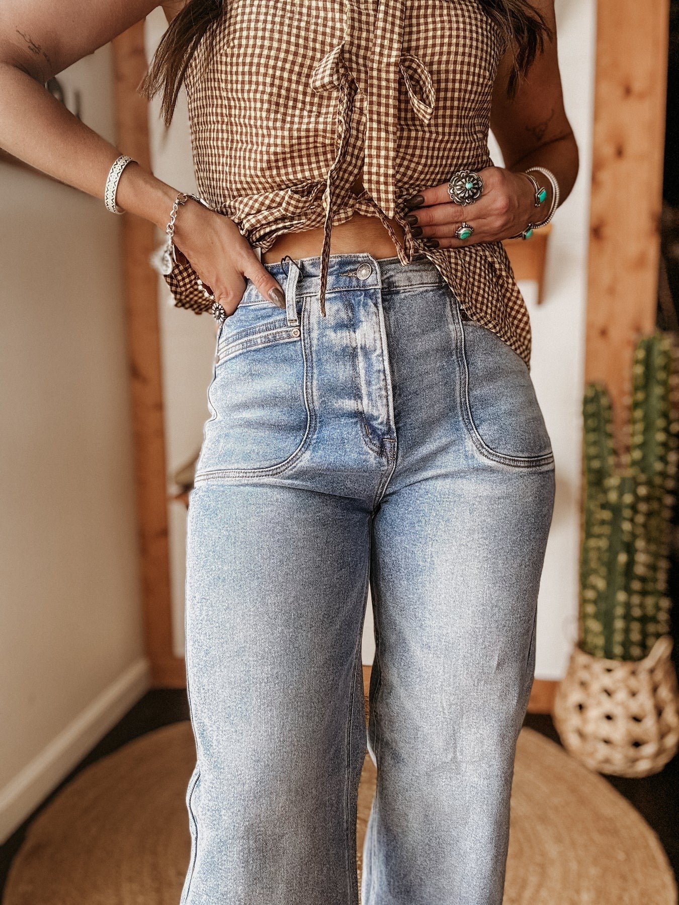 (Misses) - Washed Stretch Straight Leg Jeans #M-SLJ25